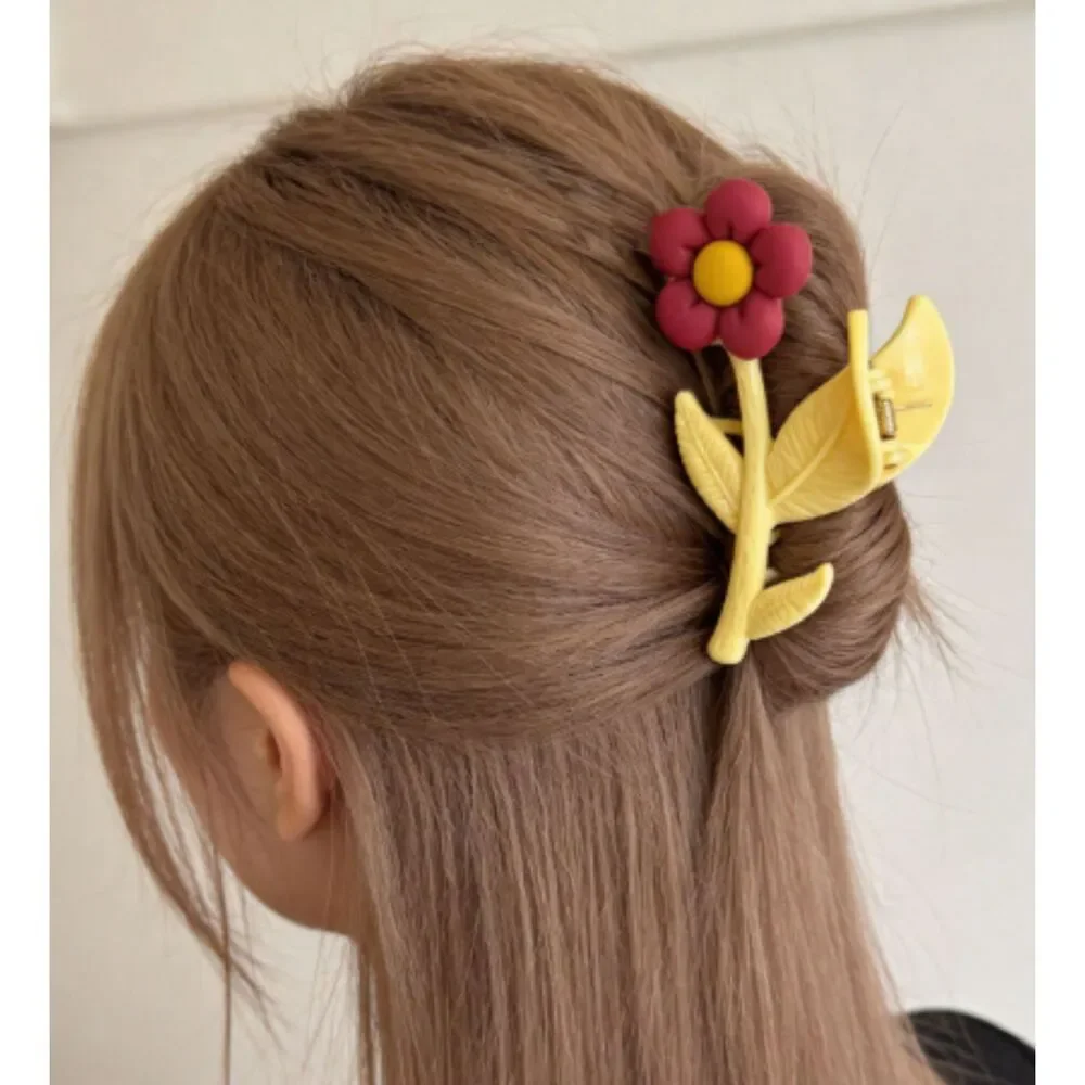 Flower Hair Claw Clip Set Yellow Sunflower & Colorful Flower Claw Clips
